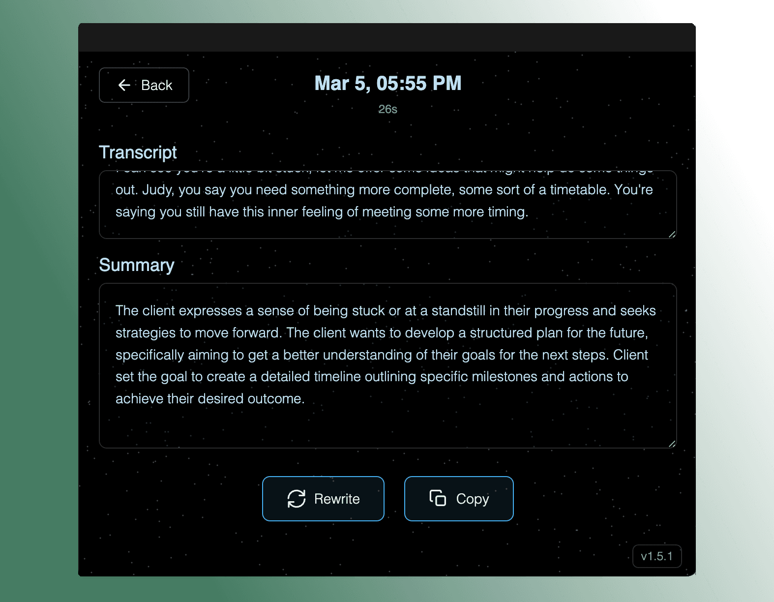 Summary generation example