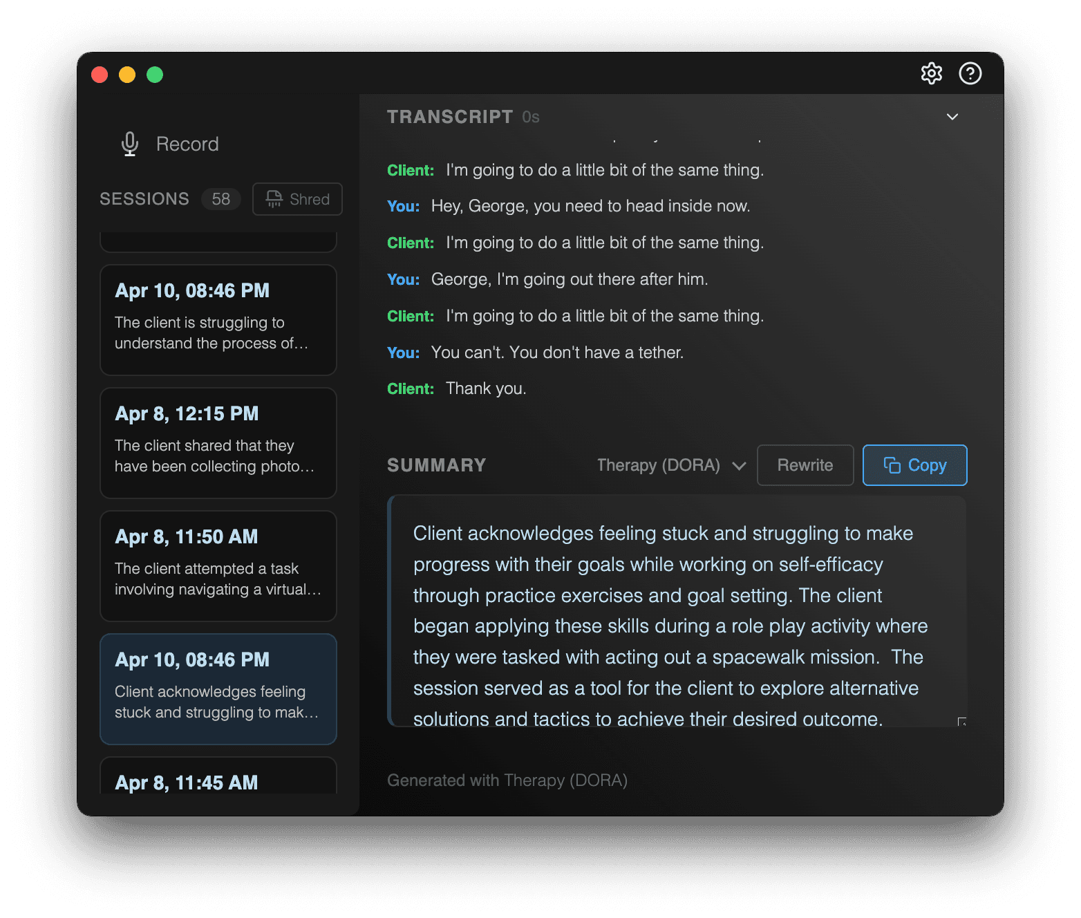 Summary generation example