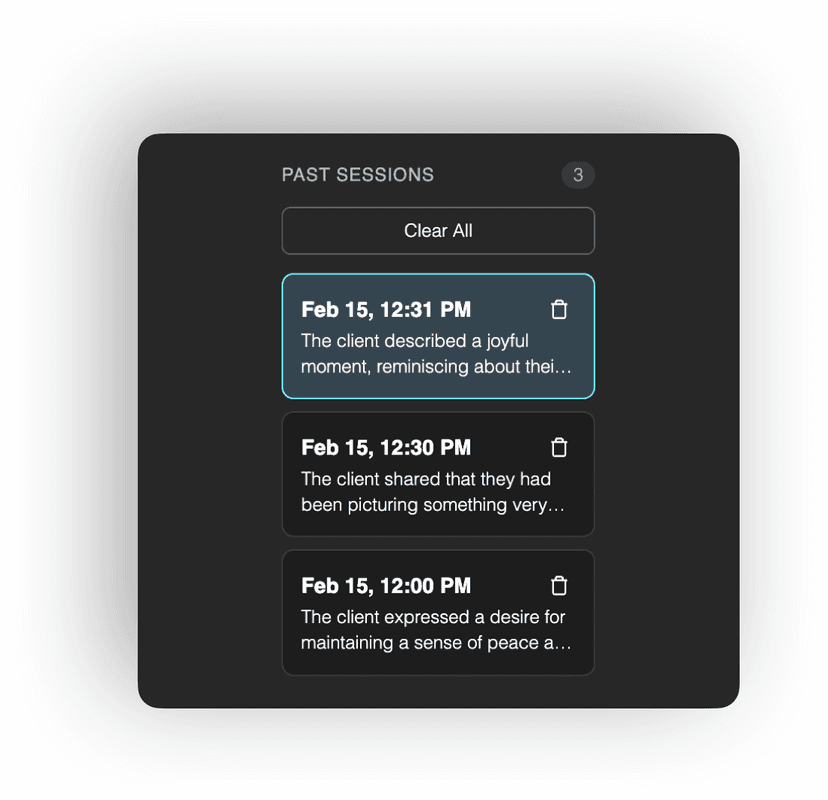 Manage sessions screenshot